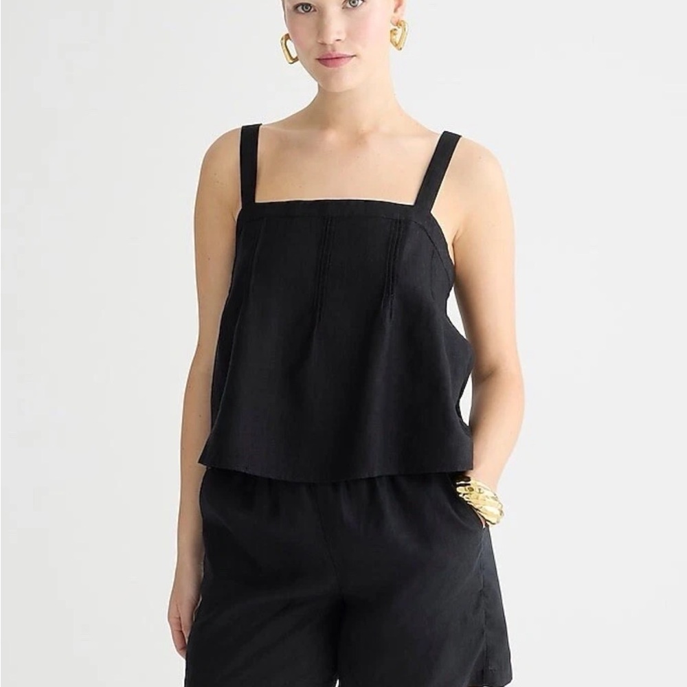 J. Crew NWT Bow Back Cropped Linen Top